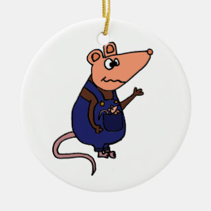 Funny Redneck Possum in Overalls Ceramic Tree Decoration