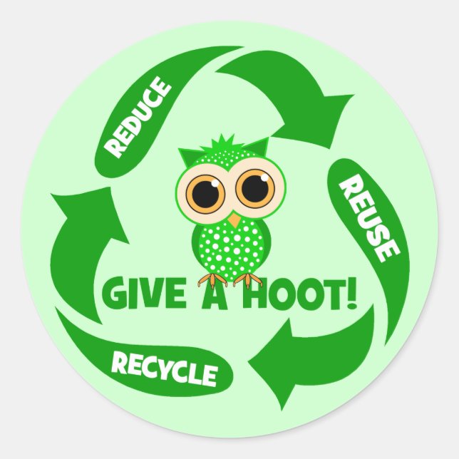 funny reduce reuse recycle classic round sticker (Front)