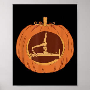 Funny Reformer Pilates With Pumpkin Halloween Poster