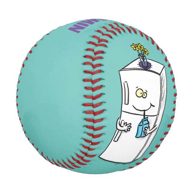 Funny refrigerator cartoon illustration  baseball (Angled)