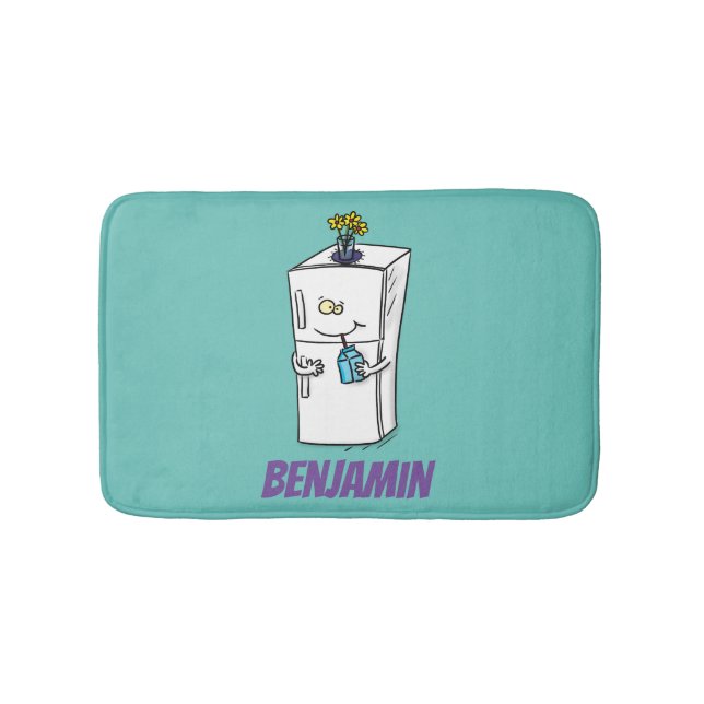 Funny refrigerator cartoon illustration bath mat (Front)