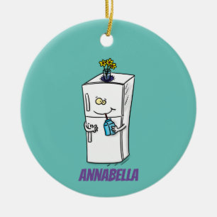 Funny refrigerator cartoon illustration ceramic ornament