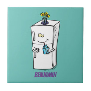 Funny refrigerator cartoon illustration ceramic tile