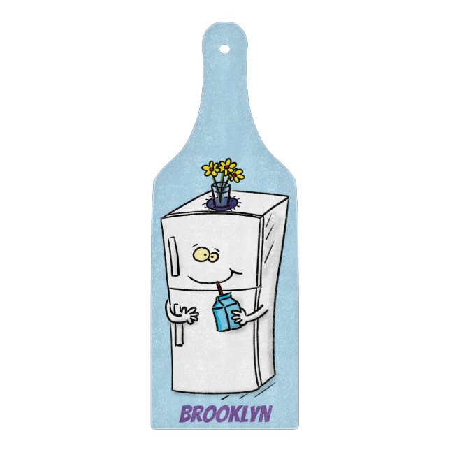 Funny refrigerator cartoon illustration cutting board (Front)