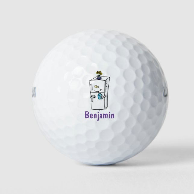 Funny refrigerator cartoon illustration golf balls (Front)