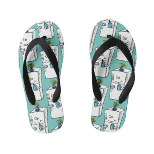 Funny refrigerator cartoon illustration kid's thongs