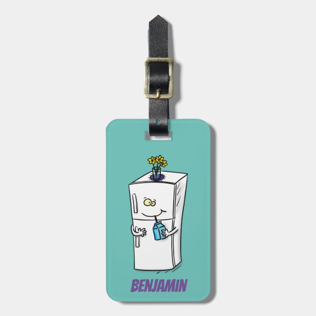 Funny refrigerator cartoon illustration luggage tag (Front Vertical)