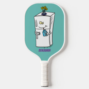 Funny refrigerator cartoon illustration  pickleball paddle