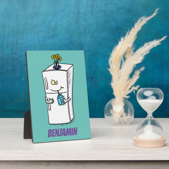 Funny refrigerator cartoon illustration plaque (Side)
