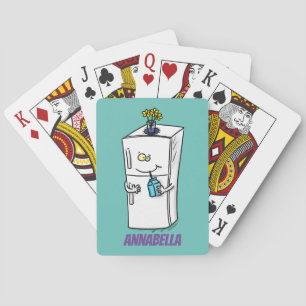 Funny refrigerator cartoon illustration playing cards