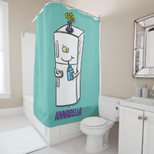 Funny refrigerator cartoon illustration shower curtain