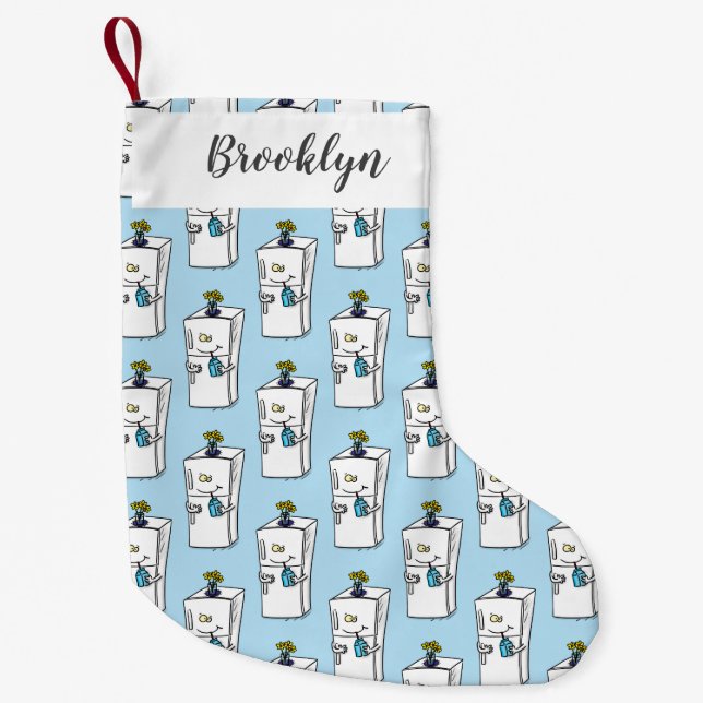 Funny refrigerator cartoon illustration small christmas stocking (Front)