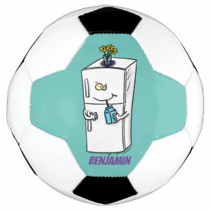 Funny refrigerator cartoon illustration soccer ball