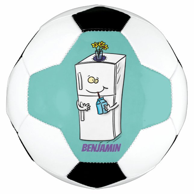 Funny refrigerator cartoon illustration  soccer ball (Front)