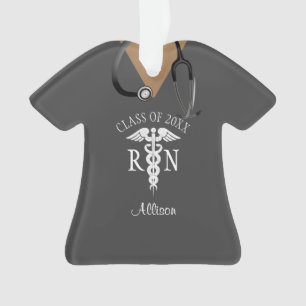 Funny Registered Nurse Graduate Scrub Top Monogram Ornament