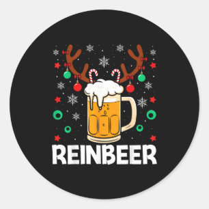 Funny Reinbeer Winedeer Beer Wine Matching Couples Classic Round Sticker
