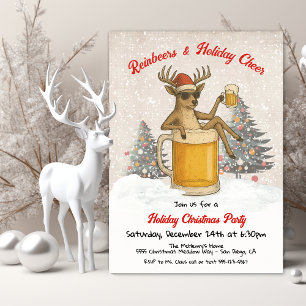 Funny Reinbeers and Holiday Cheer Christmas Party Invitation