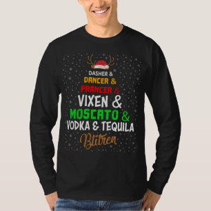 Funny Reindeer Alcohol Names Christmas Party T-Shirt