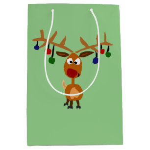 Funny Reindeer and Lights Christmas Gift Bag