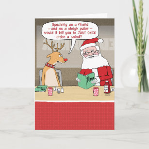 Funny Reindeer and Santa Claus Christmas Holiday Card