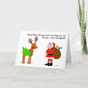 Funny Reindeer and Santa Furlough Christmas Holiday Card