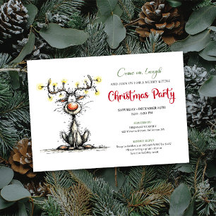 Funny Reindeer Cartoon Holiday Party Invitation