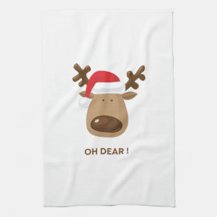 Funny Reindeer Christmas Holiday Teachers Gift  Tea Towel