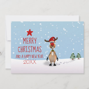 Funny Reindeer Christmas New Year Tree