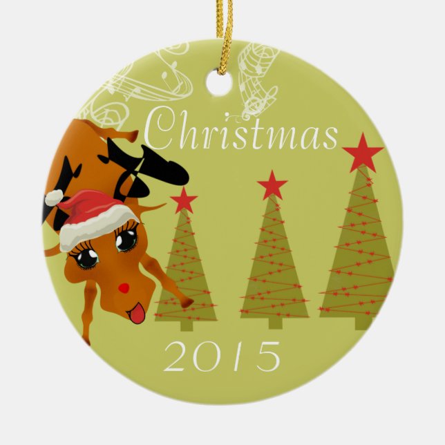 Funny Reindeer Christmas  Ornament (Front)
