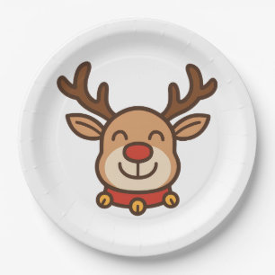 Funny Reindeer Christmas Paper Plates