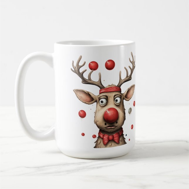 Funny Reindeer Christmas Reindeer Christmas balls  Coffee Mug (Left)