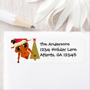 Funny Reindeer Christmas Return Address Label