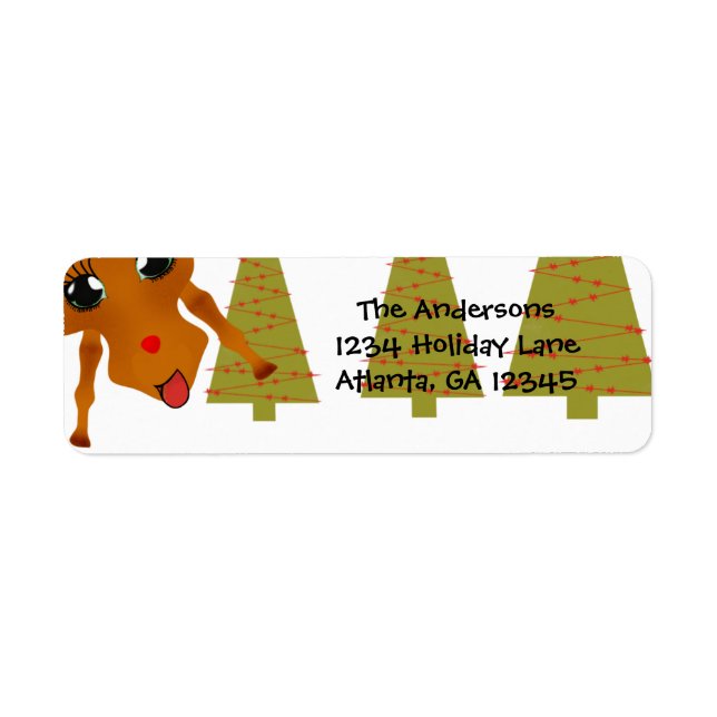 Funny Reindeer Christmas Return Address Label (Front)