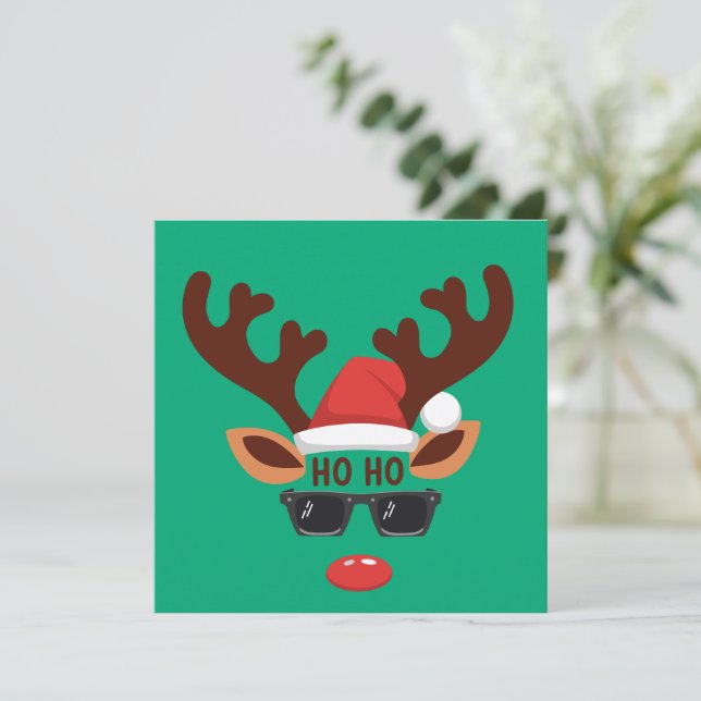 Funny Reindeer Christmas Winter Family Cute Deer  Holiday Card (Standing Front)