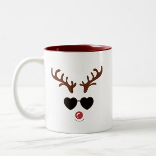 Funny Reindeer Christmas Winter Family Cute Deer Two-Tone Coffee Mug