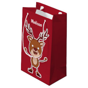Funny Reindeer custom name & colour gift bag