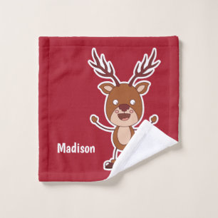 Funny Reindeer custom name wash cloth