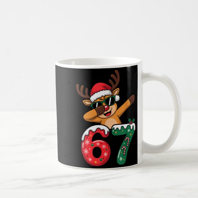 Funny Reindeer Dab Six Seven 67 Christmas Dabbing  Coffee Mug (Right)