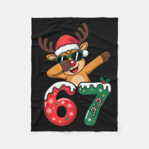 Funny Reindeer Dab Six Seven 67 Christmas Dabbing Fleece Blanket
