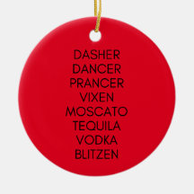 Funny Reindeer Drinking Names Ornament