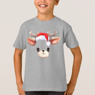 Funny Reindeer Face happy Merry Christmas Family T-Shirt