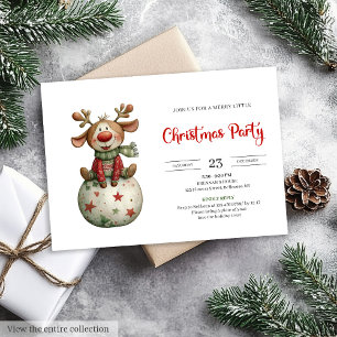 Funny Reindeer festive watercolor holiday invites