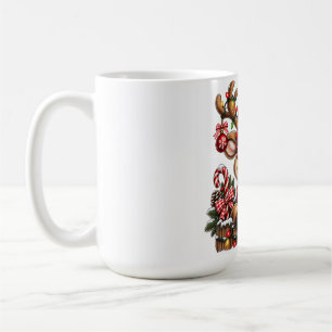 Funny Reindeer Glasses Candy Cane Christmas Coffee Mug