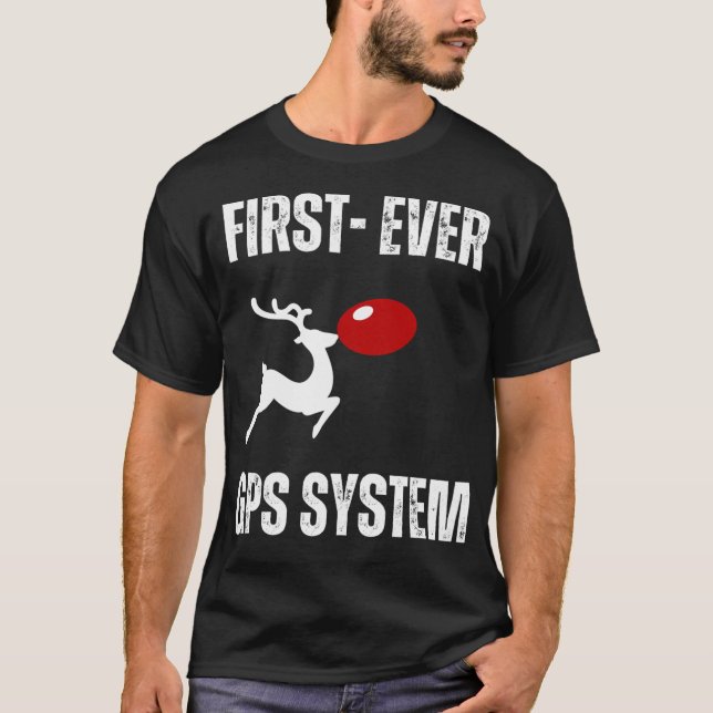 Funny Reindeer Gps System T-Shirt (Front)