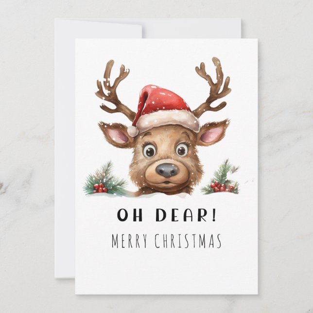 Funny Reindeer Holiday Christmas Card (Front)