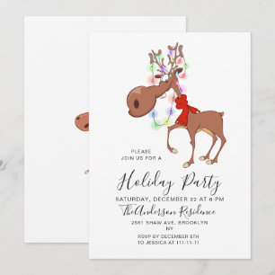 Funny Reindeer Holiday Christmas Eve Party Invitation