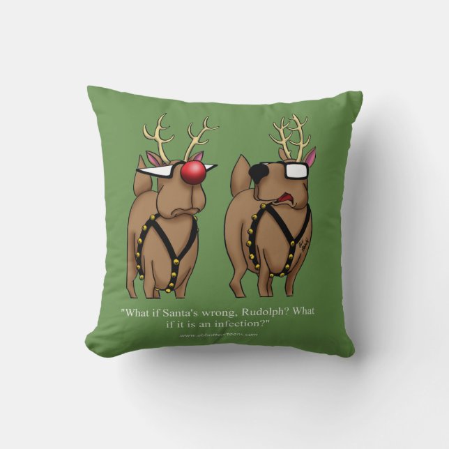Funny Reindeer Humour Cartoon Pillow Gift (Front)