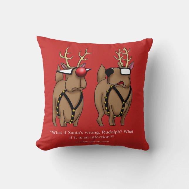 Funny Reindeer Humour Christmas Pillow Gift (Front)