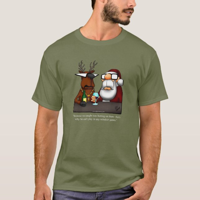Funny Reindeer Humour Christmas T-Shirt (Front)