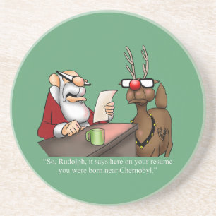 Funny Reindeer Humour Holiday Coaster Gift
